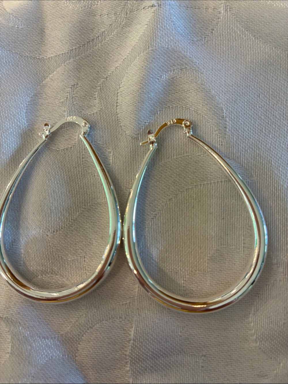 925 Sterling Silver Teardrop Hoop Earrings - Women Jewelry